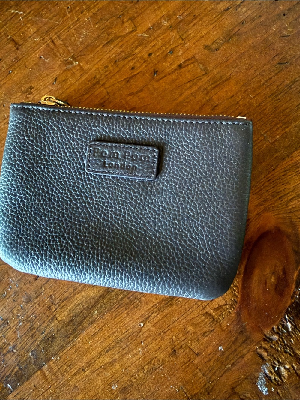 Pom Pom London Brown Pebbled Leather Zip wallet